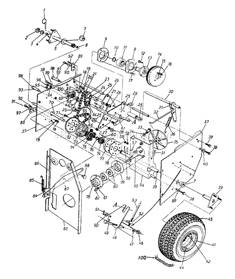 Page C Diagram and Parts List for 315-980I000 1995 MTD Snow Blower