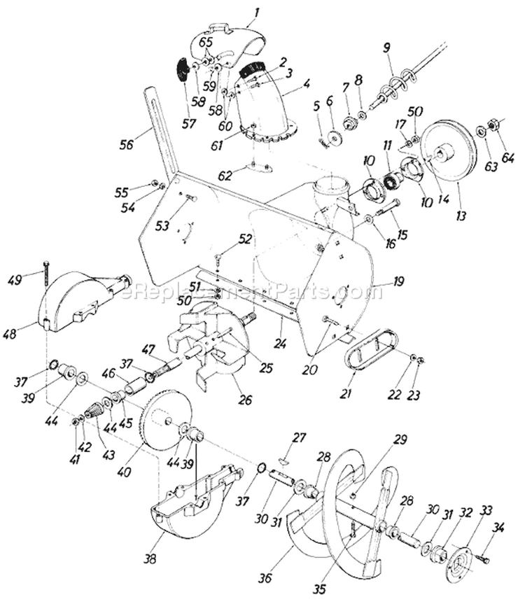 Page B Diagram and Parts List for 31550S 1985 MTD Snow Blower