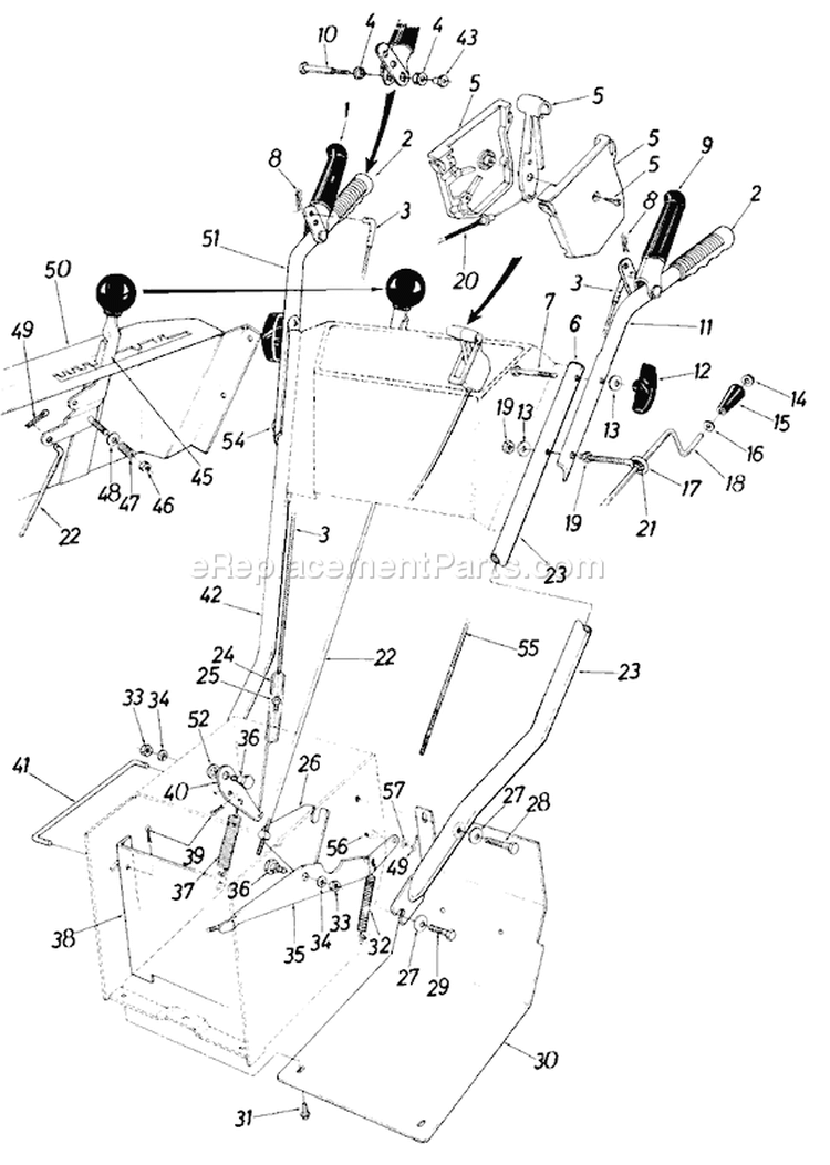 Page D Diagram and Parts List for 31550S 1985 MTD Snow Blower