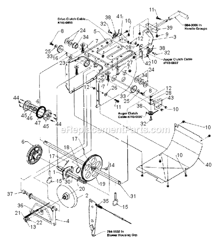 Page C Diagram and Parts List for 315E610E000 1995 MTD Snow Blower