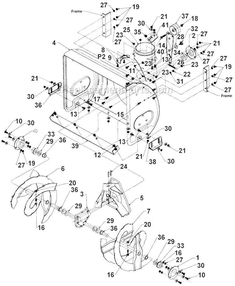 Page A Diagram and Parts List for 315E641E000 1995 MTD Snow Blower