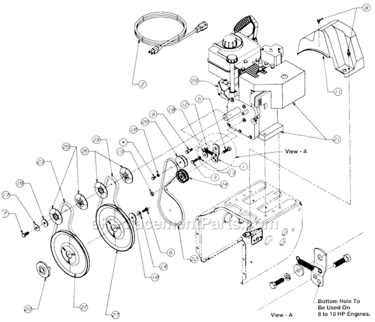 Page B Diagram and Parts List for 315E740F000 1995 MTD Snow Blower