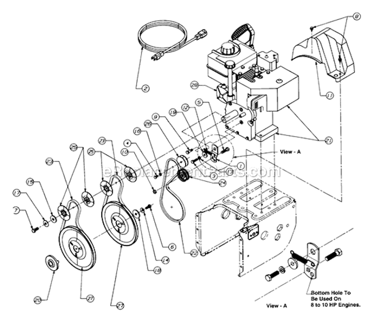 Page B Diagram and Parts List for 315E740F352 1995 MTD Snow Blower