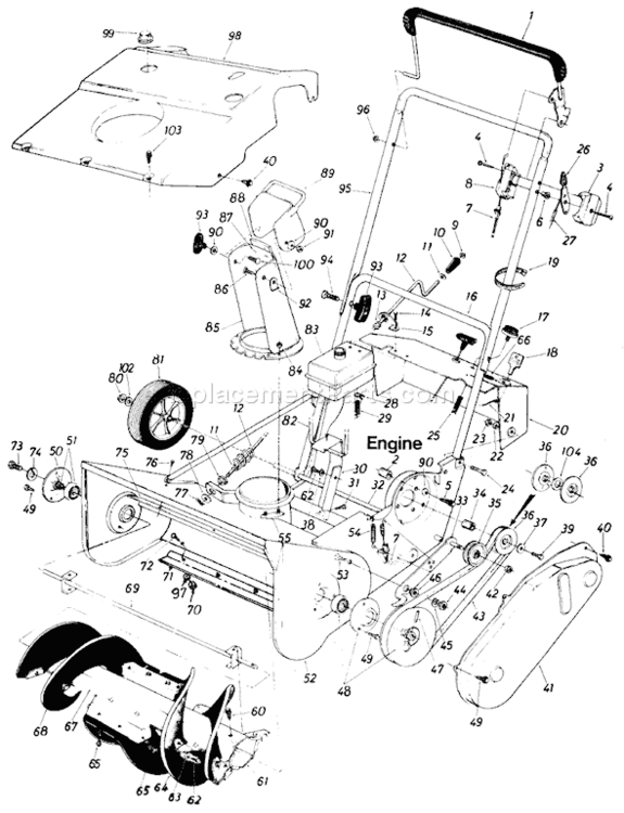 Page A Diagram and Parts List for 316-150-000 1986 MTD Snow Blower