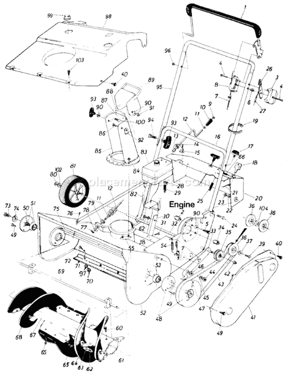 Page A Diagram and Parts List for 316-160-000 1986 MTD Snow Blower
