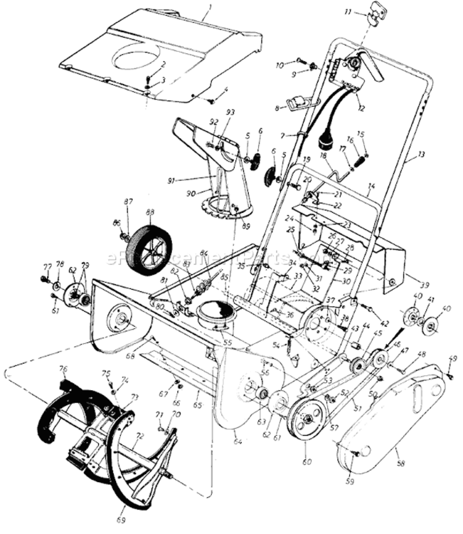 Page A Diagram and Parts List for 316-174-000 1986 MTD Snow Blower