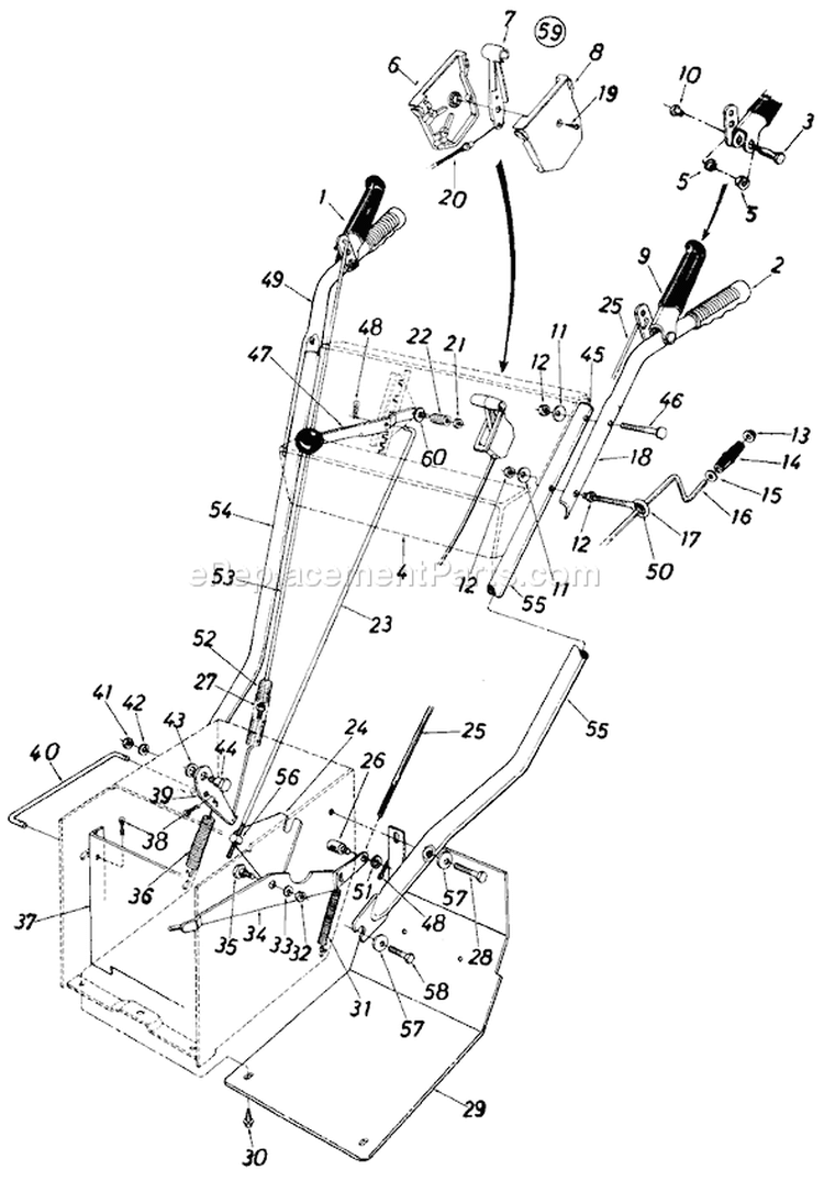 Page A Diagram and Parts List for 316-440-000 1986 MTD Snow Blower