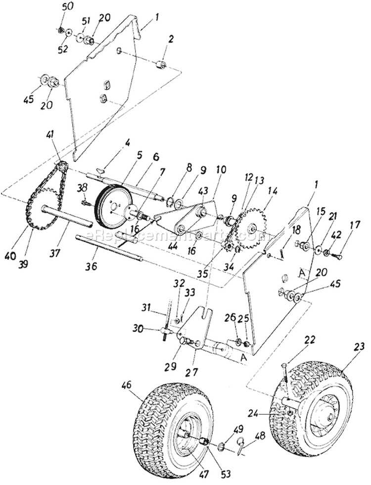 Page D Diagram and Parts List for 316-580-000 1986 MTD Snow Blower