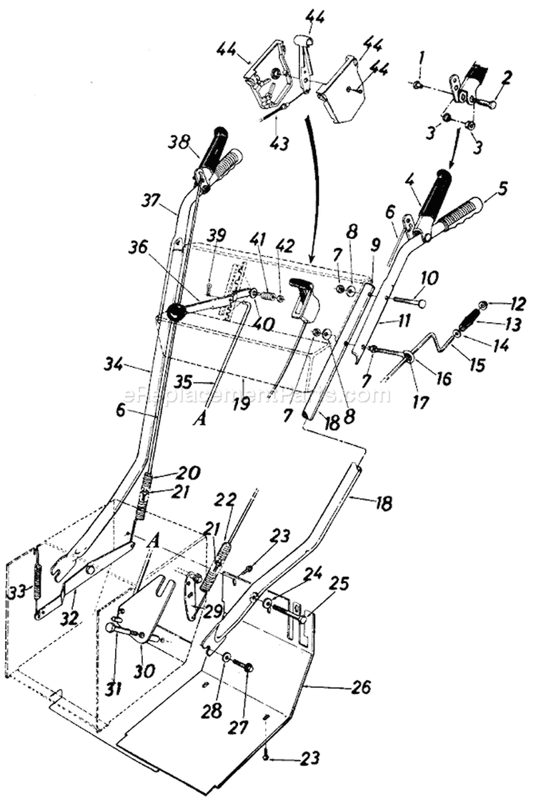 Page A Diagram and Parts List for 316-800-000 1986 MTD Snow Blower