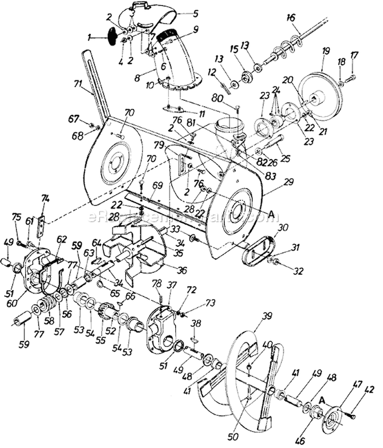Page C Diagram and Parts List for 316-800-000 1986 MTD Snow Blower