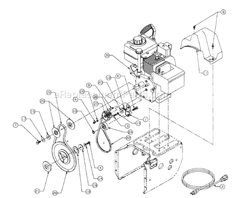 Page B Diagram and Parts List for 316-611D372 26274 -1996 MTD Snow Blower