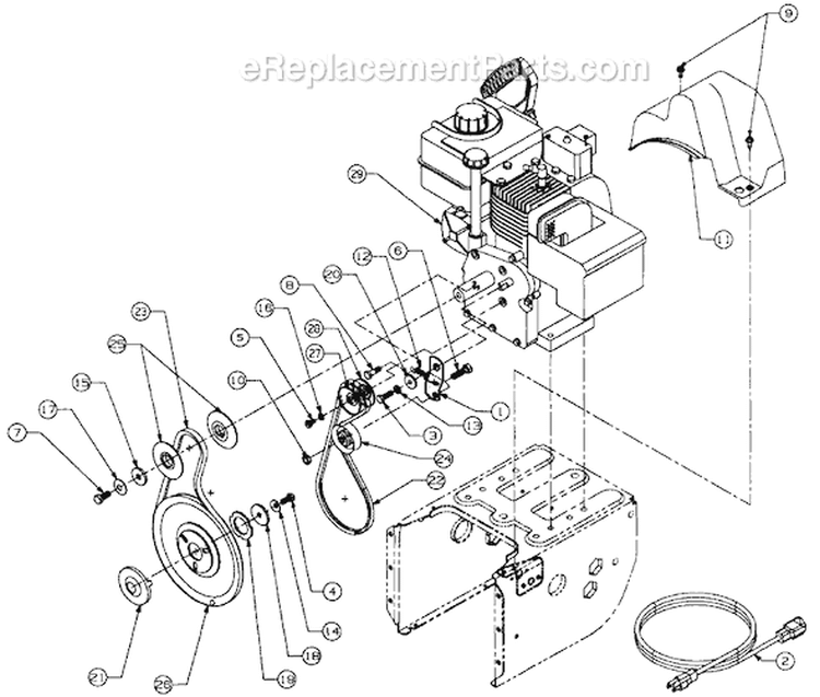 Page B Diagram and Parts List for 316E610E000 1996 MTD Snow Blower