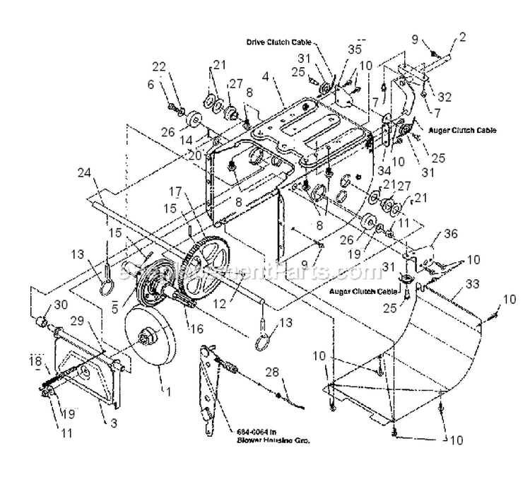 Page C Diagram and Parts List for 316E610E000 1996 MTD Snow Blower