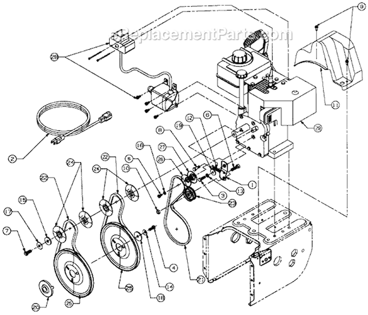 Page B Diagram and Parts List for 316E640F057 1996 MTD Snow Blower