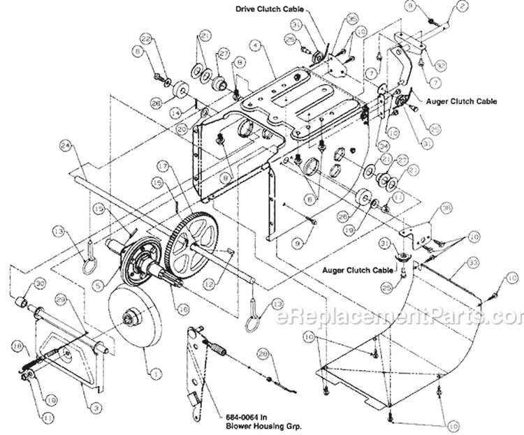 Page C Diagram and Parts List for 316E640F057 1996 MTD Snow Blower