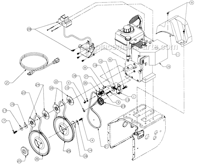 Page B Diagram and Parts List for 316E641E205 1996 MTD Snow Blower