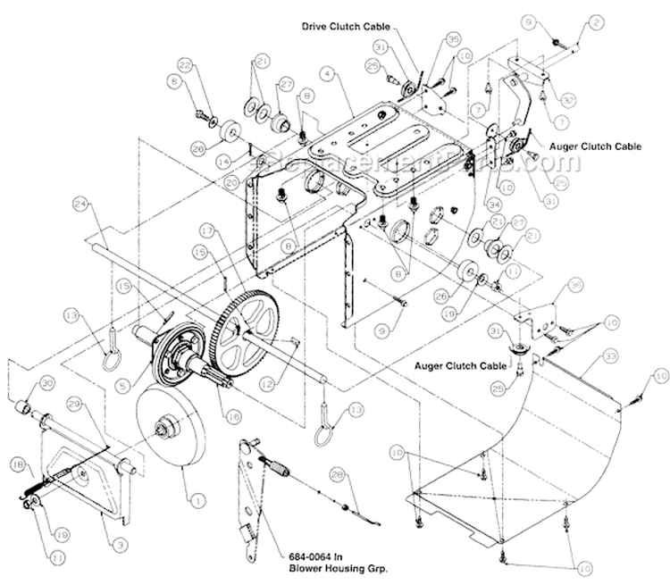 Page C Diagram and Parts List for 316E641E205 1996 MTD Snow Blower