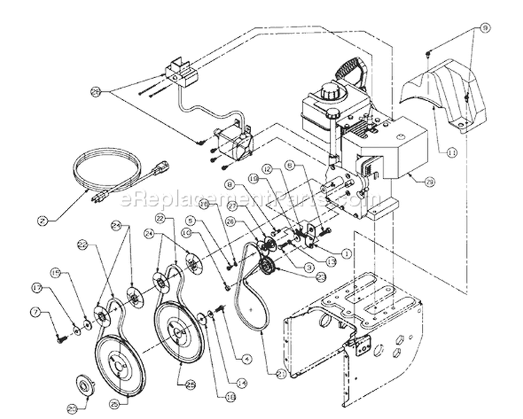 Page B Diagram and Parts List for 316E660G352 1619743 -1996 MTD Snow Blower