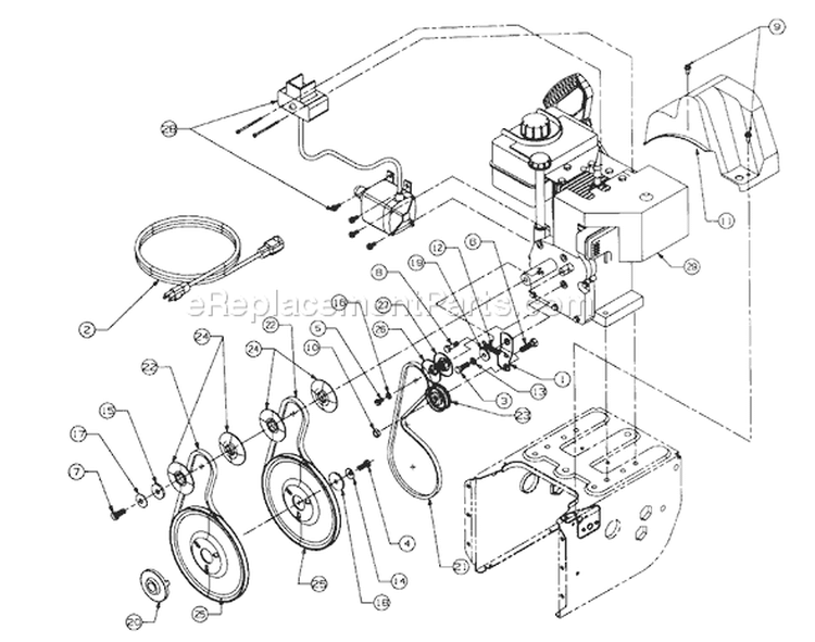 Page B Diagram and Parts List for 316E740F352 1652670 -1996 MTD Snow Blower