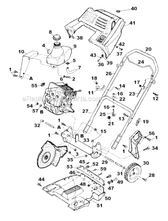 Frame_And_Handle Diagram and Parts List for 317-262-190 1997 MTD Snow Blower