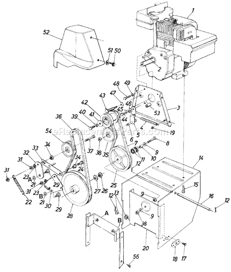 Page B Diagram and Parts List for 317-440-000 1987 MTD Snow Blower