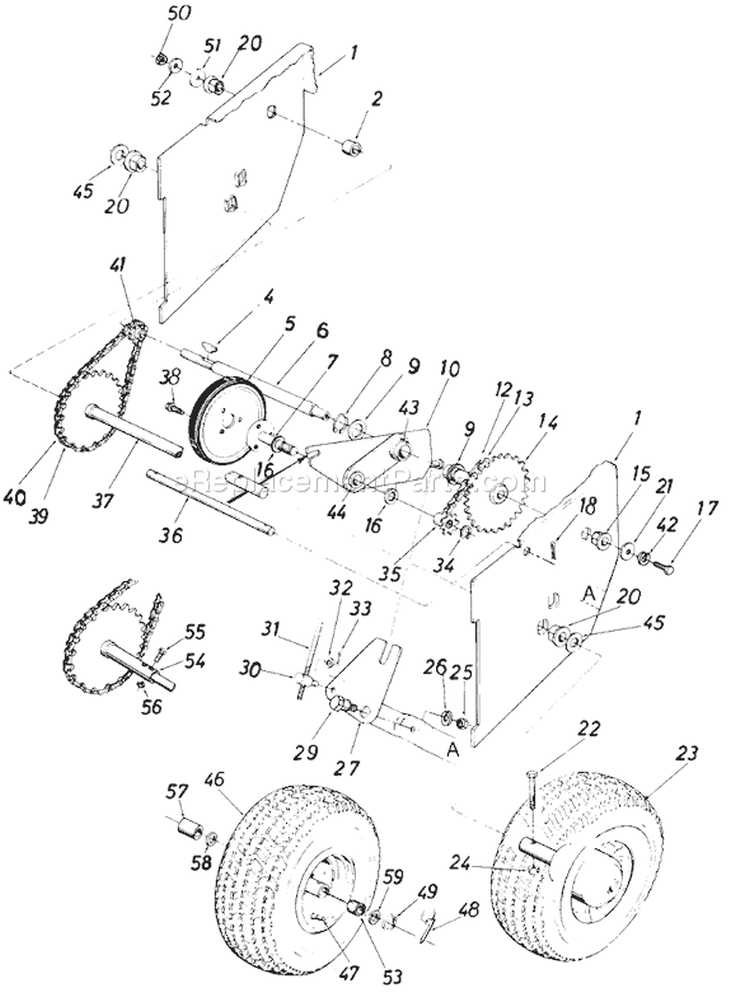 Page D Diagram and Parts List for 317-450-000 1987 MTD Snow Blower