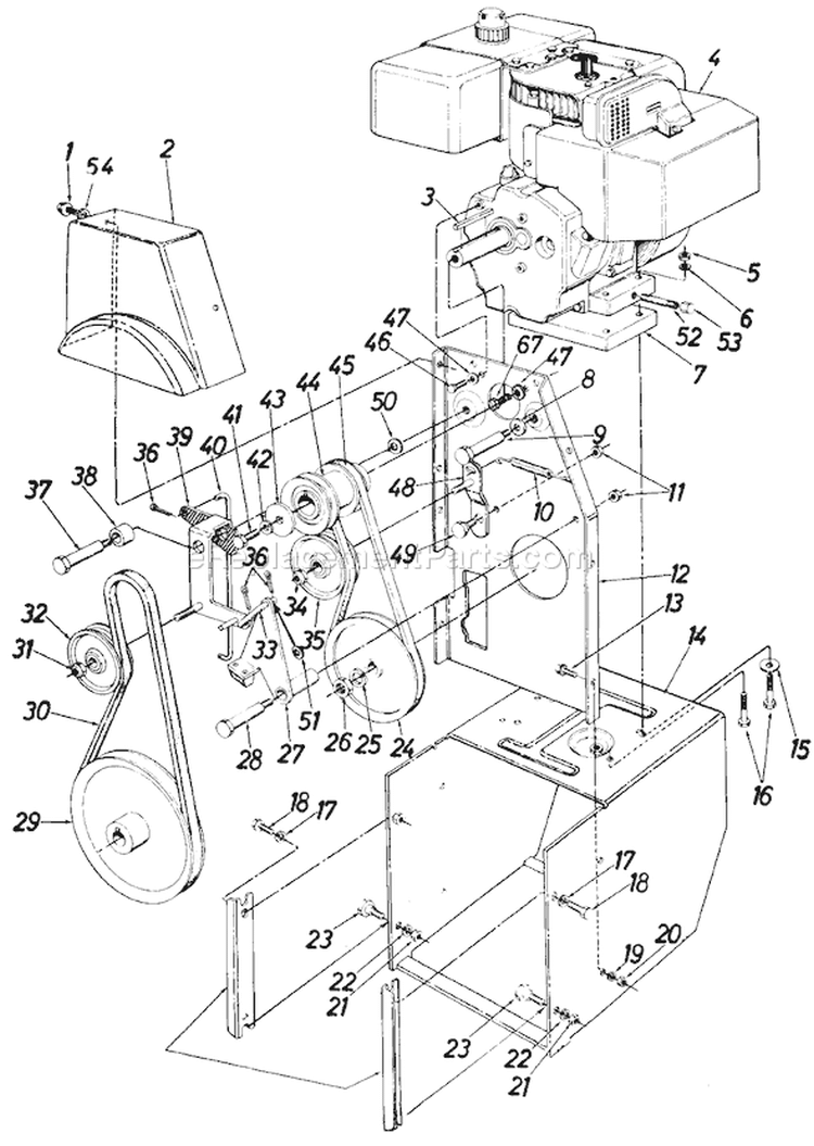 Page B Diagram and Parts List for 317-840-000 1987 MTD Snow Blower