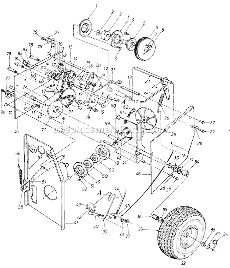 Page D Diagram and Parts List for 317-841-000 1987 MTD Snow Blower
