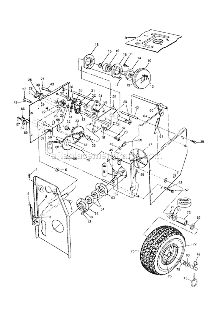 Page B Diagram and Parts List for 317E980I000 1997 MTD Snow Blower