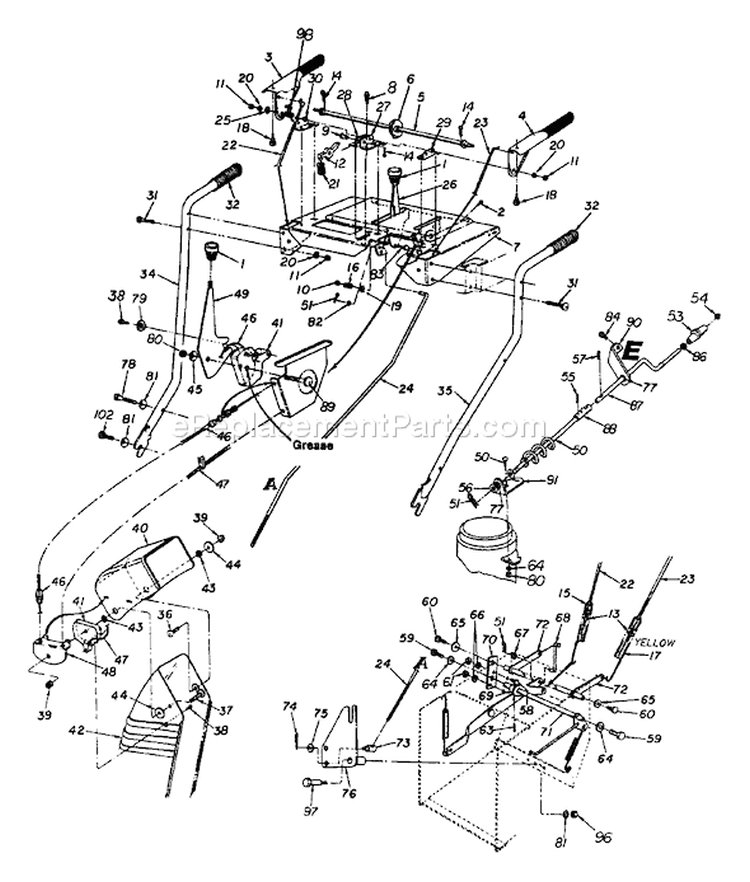 Page E Diagram and Parts List for 317E980I000 1997 MTD Snow Blower