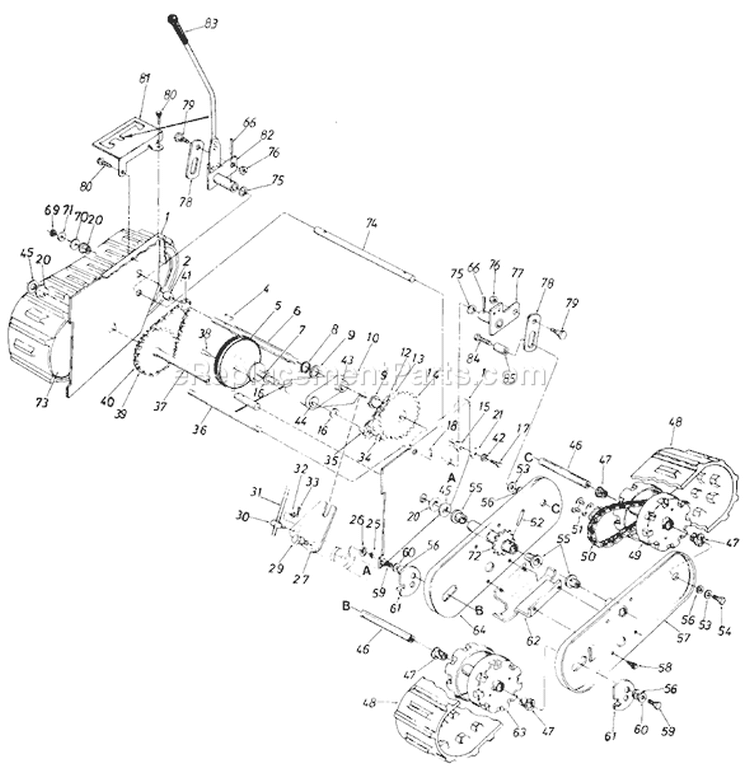 Page D Diagram and Parts List for 318-552-000 1988 MTD Snow Blower
