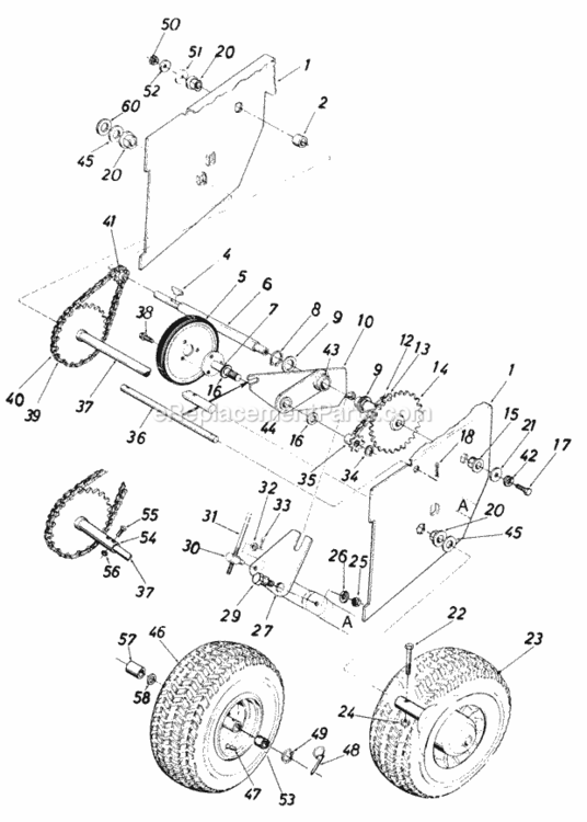 Page D Diagram and Parts List for 319-586-000 1989 MTD Snow Blower