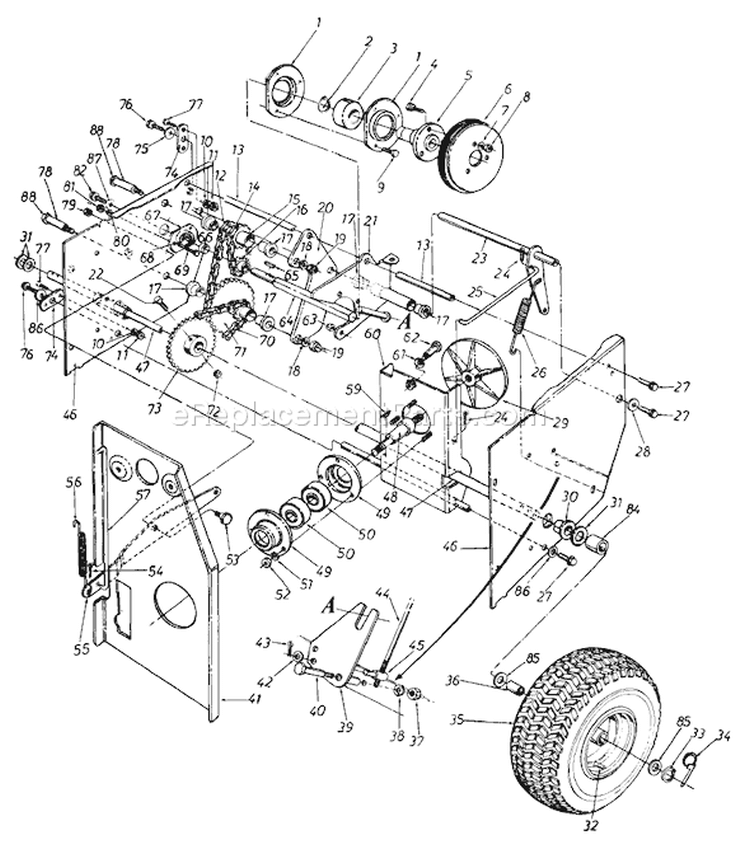 Page D Diagram and Parts List for 319-850-000 1989 MTD Snow Blower