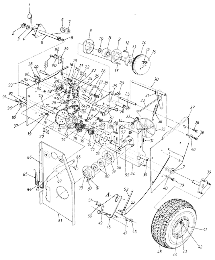 Page D Diagram and Parts List for 31960-7 1987 MTD Snow Blower