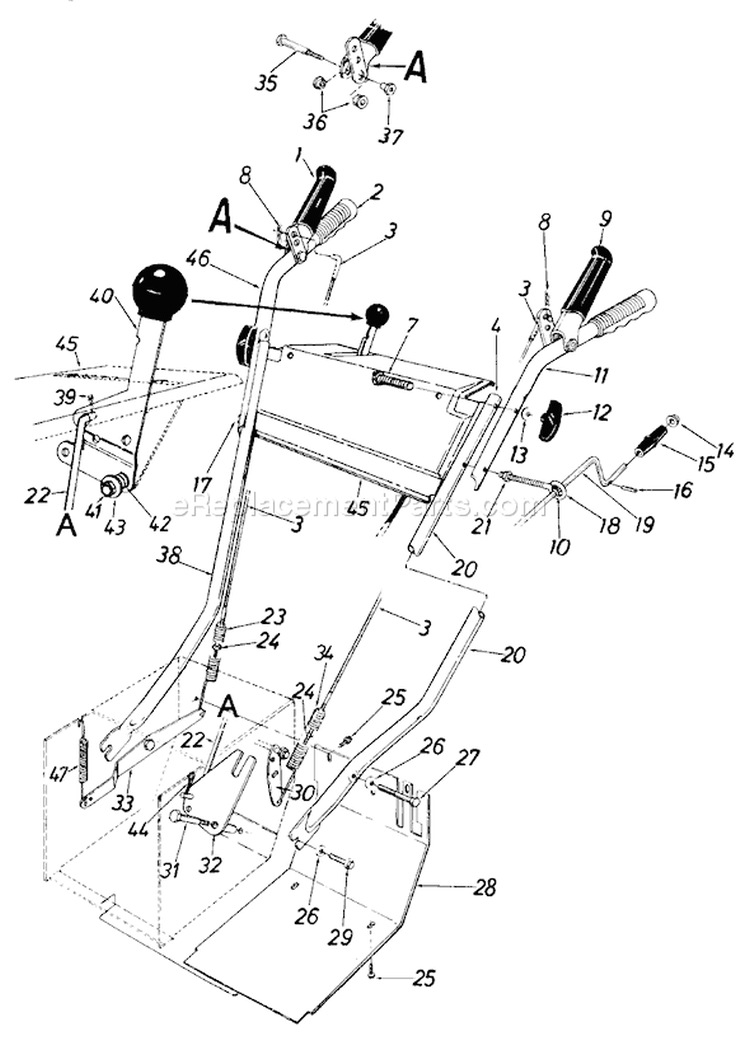 Page A Diagram and Parts List for 31960-8 1988 MTD Snow Blower