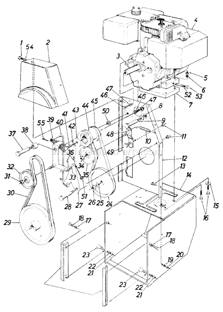 Page B Diagram and Parts List for 31960-8 1988 MTD Snow Blower