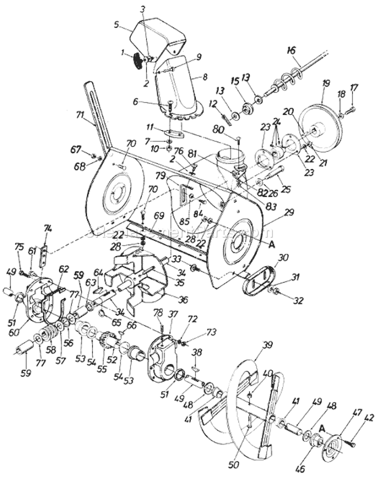 Page C Diagram and Parts List for 31960-8 1988 MTD Snow Blower