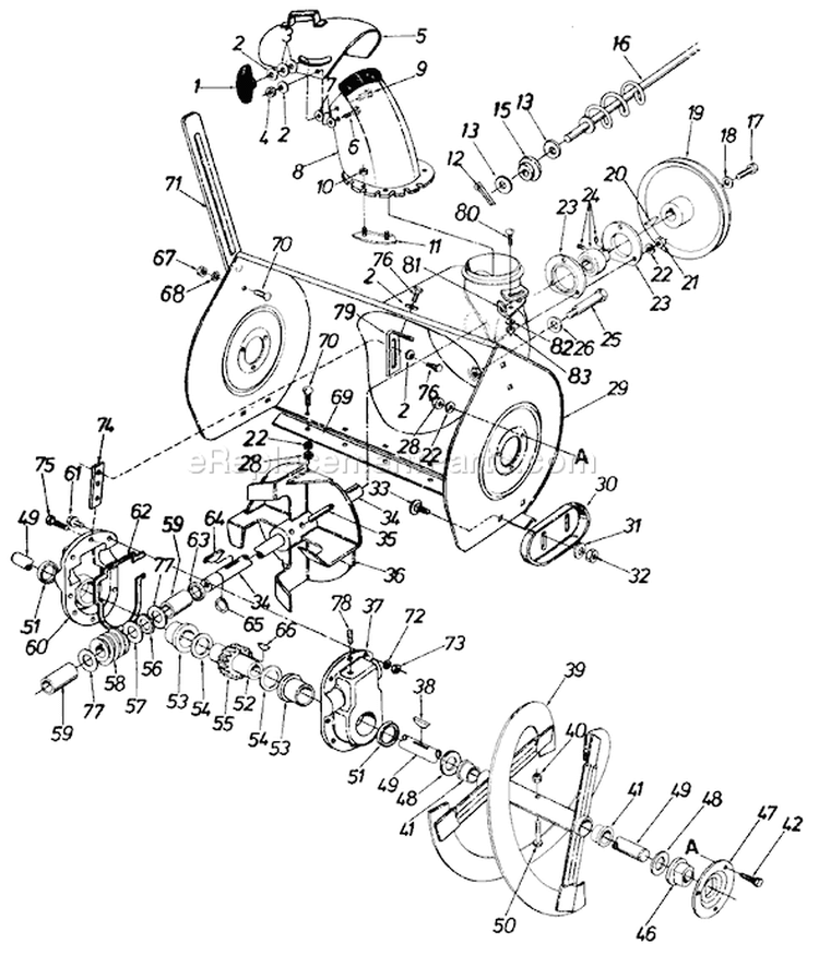 Page C Diagram and Parts List for 31960C 1986 MTD Snow Blower