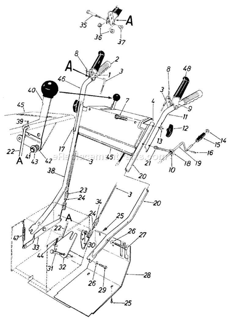 Page A Diagram and Parts List for 31965-9 1989 MTD Snow Blower