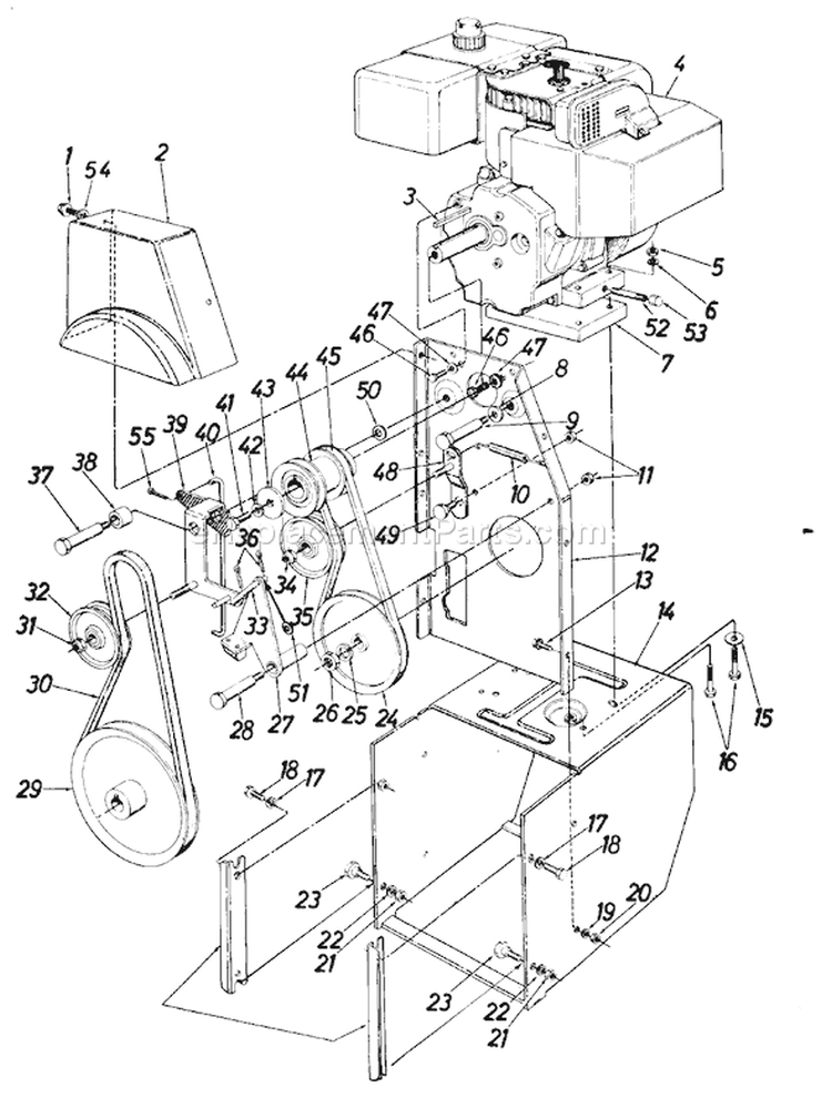 Page B Diagram and Parts List for 31965-9 1989 MTD Snow Blower