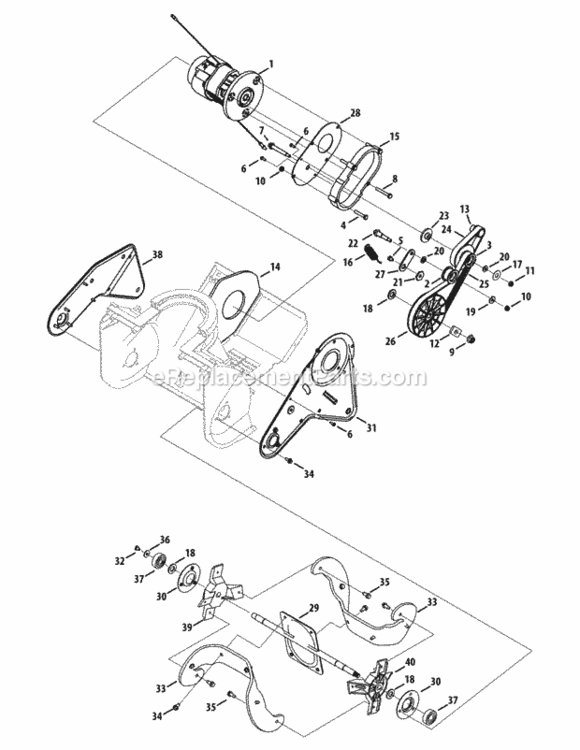 Motor & Auger Diagram and Parts List for 31A-050-706 2011 MTD Snow Blower