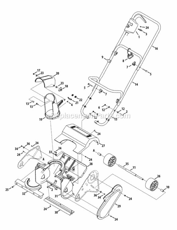 Page A Diagram and Parts List for 31A-050-706 2012 MTD Snow Blower