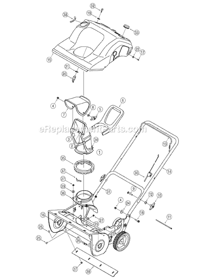 Page A Diagram and Parts List for 31A-261-009 2005-2 MTD Snow Blower