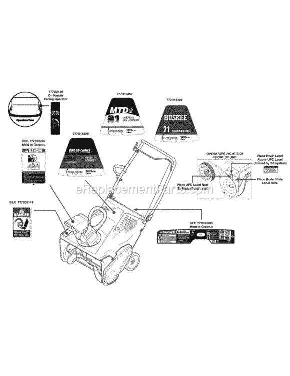 Page G Diagram and Parts List for 31A-2M1E706 2012 MTD Snow Blower