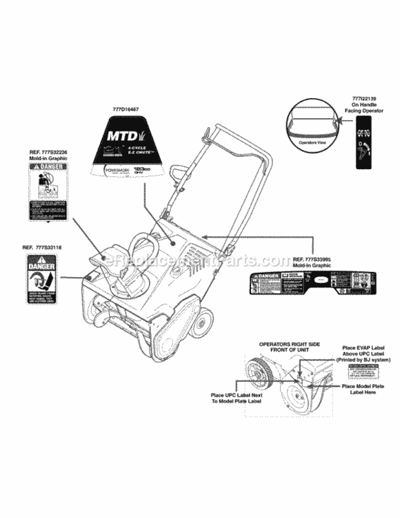 Page G Diagram and Parts List for 31A-2M1E706 2013 MTD Snow Blower