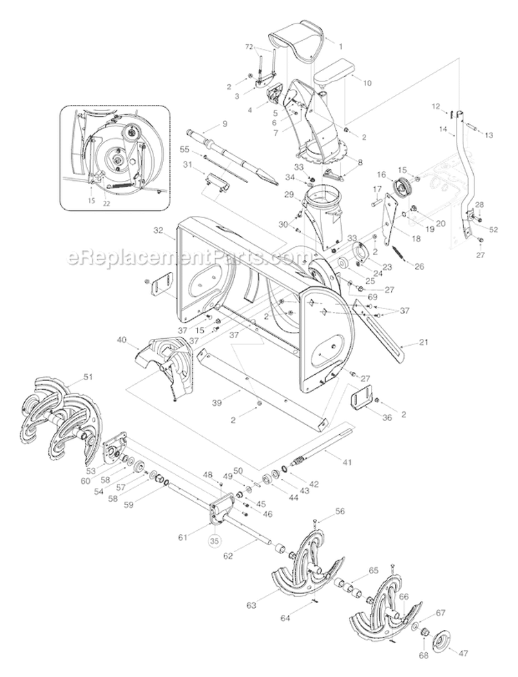 General Assembly Diagram and Parts List for 31AE5MLG729 2005 MTD Snow Blower