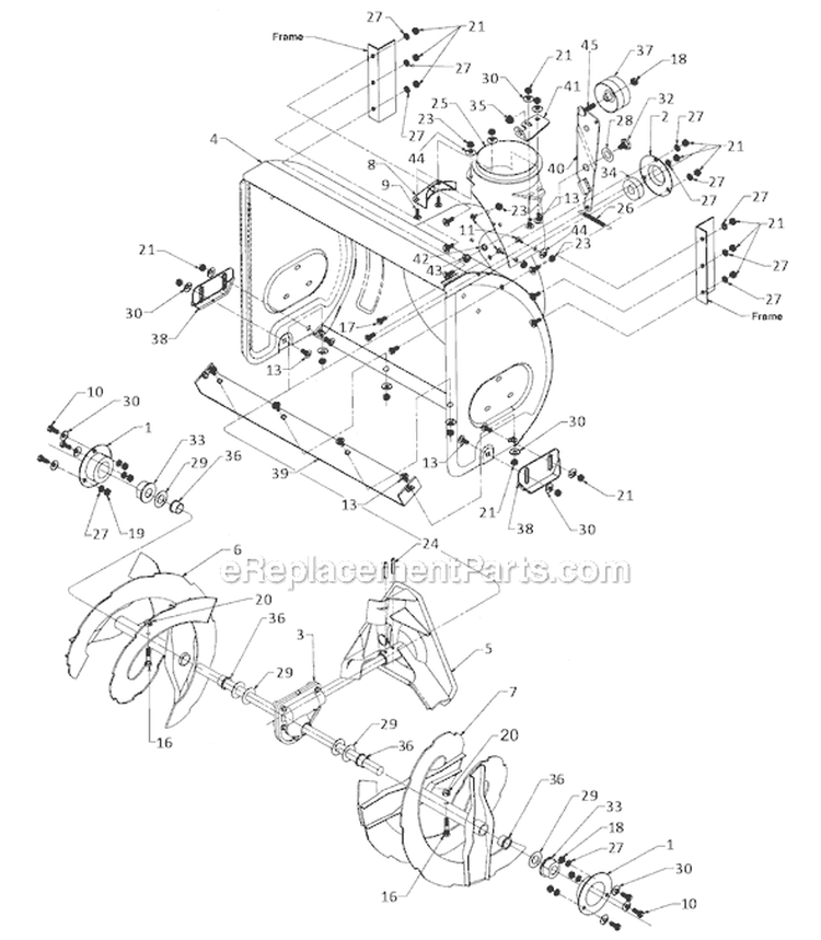 Housing Assembly Diagram and Parts List for 31AE644E129 1998 MTD Snow Blower