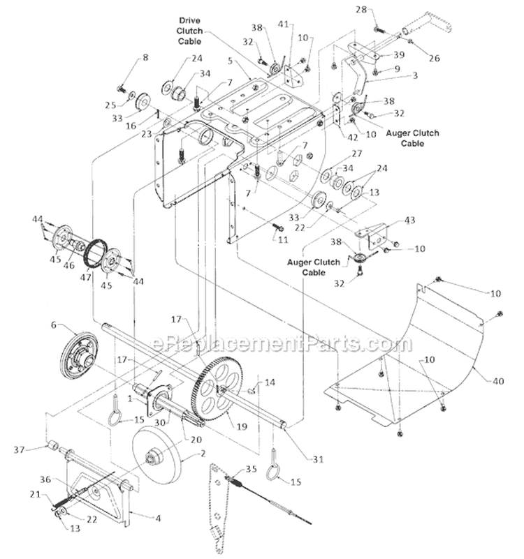 Frame Assembly Diagram and Parts List for 31AE644E129 1998 MTD Snow Blower