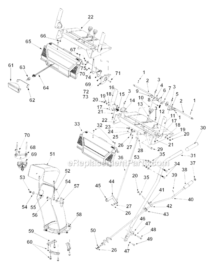 Handle And Chute Diagram and Parts List for 31AE660F129  MTD Snow Blower