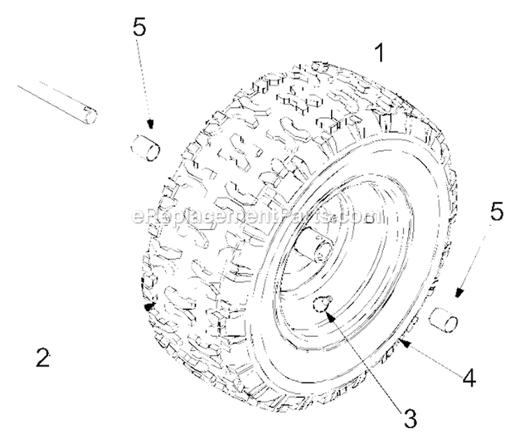 Wheel Assembly Diagram and Parts List for 31AE660F129  MTD Snow Blower